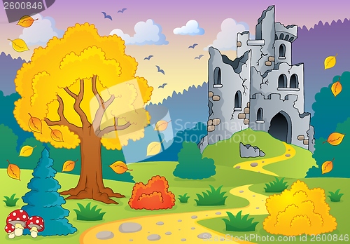 Image of Autumn theme with castle ruins 1