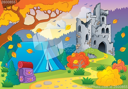 Image of Autumn theme with castle ruins 3