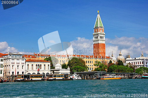 Image of Italy. Venice. Campanile on Piazza di San Marco and water bus ( 