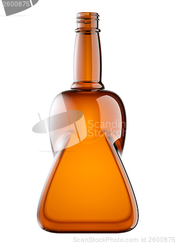 Image of Red glass bottle for booze isolated 