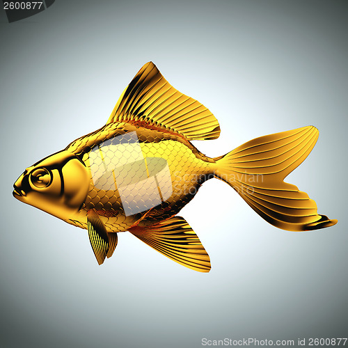 Image of Goldfish made of gold on gray