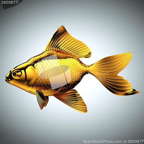 Image of Goldfish made of gold on gray