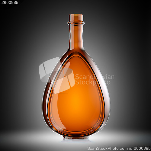 Image of Red glass bottle for wine or brandy