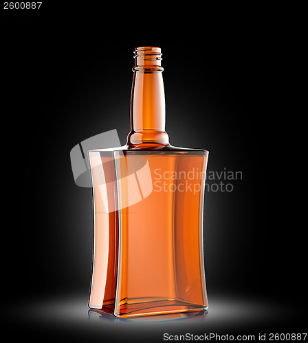 Image of Red glass bottle for cognac or whisky