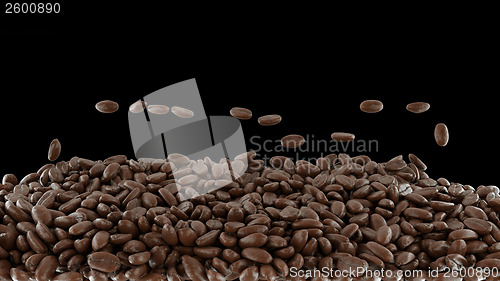 Image of Coffee crop roasting and mixing isolated 