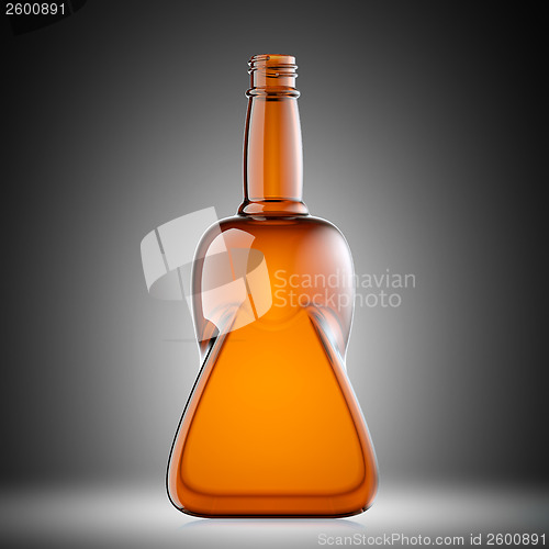 Image of Red glass bottle for whisky or brandy