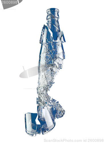 Image of Smashed glass bottle in peices isolated