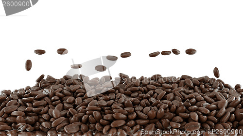 Image of Tossed and mixed roasted coffee beans isolated