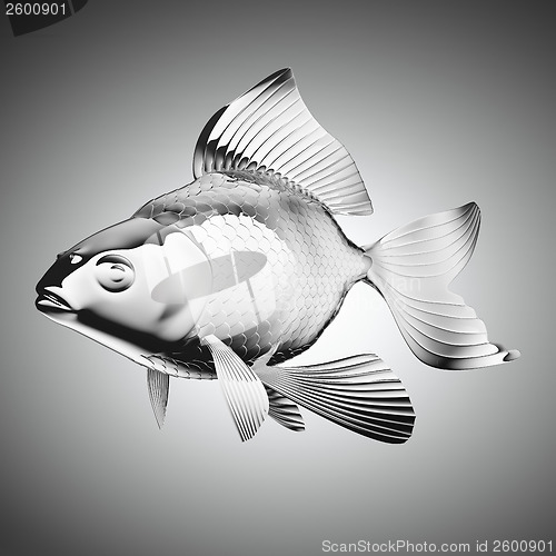 Image of chromium-plated goldfish over grey