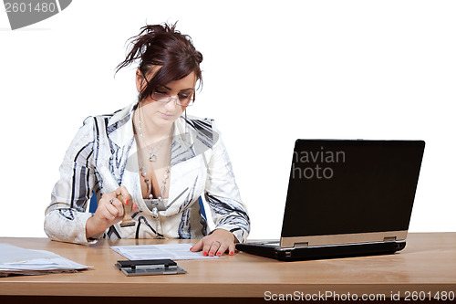 Image of Young female office worker