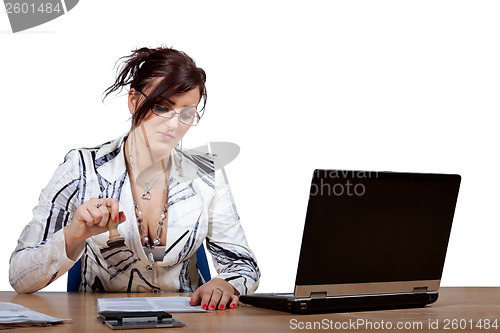 Image of Young female office worker