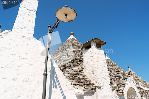 Image of Trulli houses in Alberobello, Apulia, Italy.