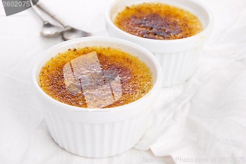 Image of French dessert - cream brulee, burnt cream 