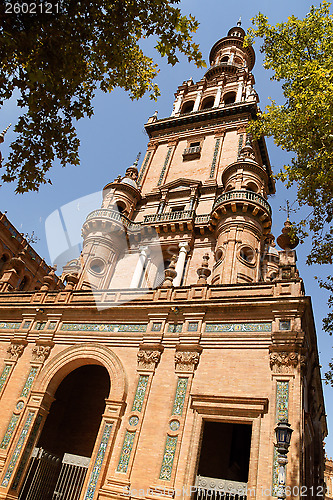 Image of Detail of Palacio Espanol in Plaza de Espana, Seville