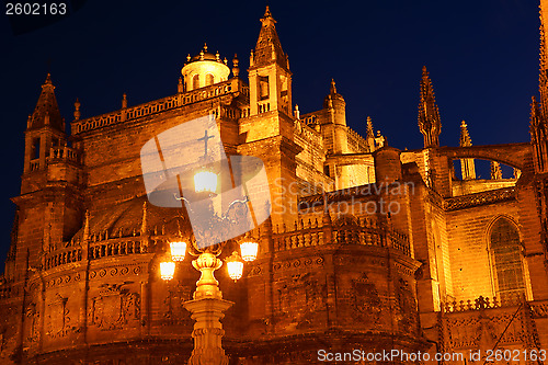 Image of Cathedral of Seville by night