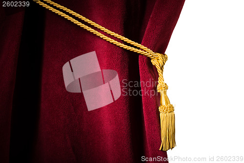 Image of Red velvet curtain with tassel