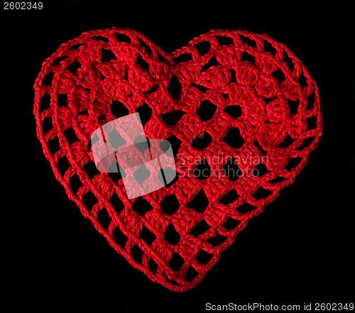 Image of Knitted red heart 