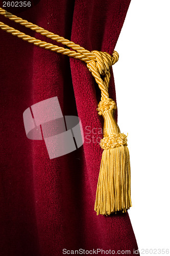 Image of Red velvet curtain with tassel