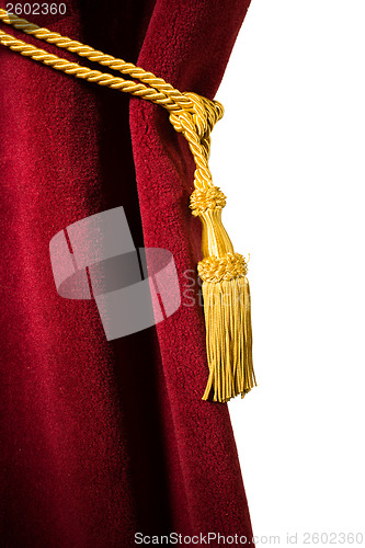 Image of Red velvet curtain with tassel