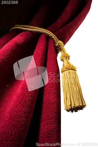 Image of Red velvet curtain with tassel