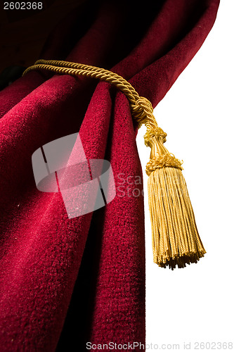 Image of Red velvet curtain with tassel