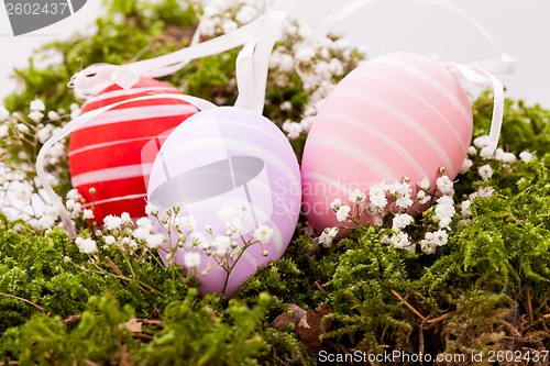 Image of Beautiful Easter eggs in crocheted covers