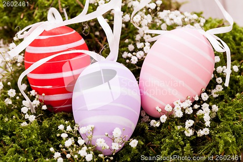 Image of Beautiful Easter eggs in crocheted covers