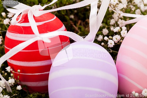 Image of Beautiful Easter eggs in crocheted covers