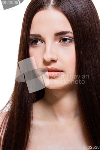 Image of Beautiful serene woman with a gentle expression