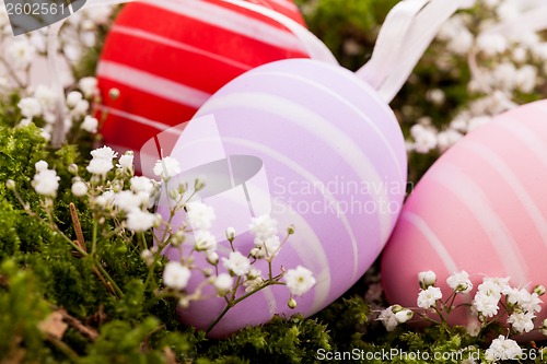 Image of Beautiful Easter eggs in crocheted covers