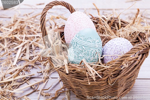 Image of beautiful easter egg decoration colorfull eggs seasonal pastel 