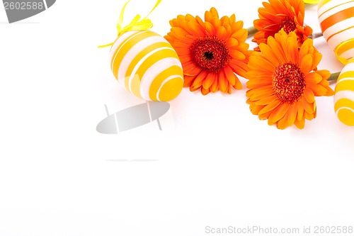 Image of Colourful yellow decorated Easter eggs