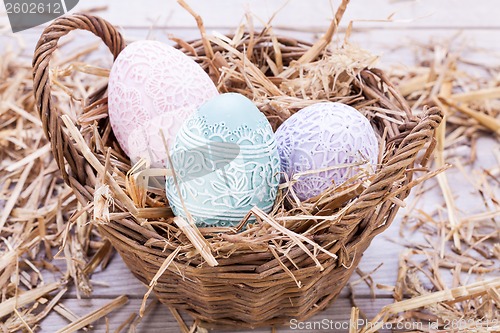 Image of beautiful easter egg decoration colorfull eggs seasonal pastel 