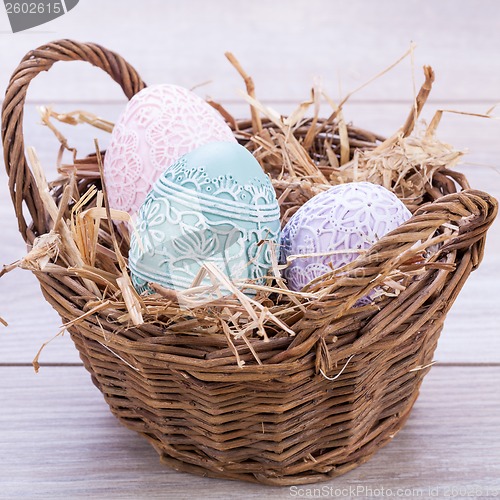Image of beautiful easter egg decoration colorfull eggs seasonal pastel 