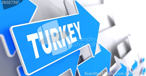 Image of Turkey on Blue Direction Sign.