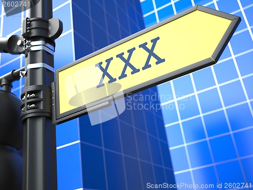 Image of XXX Concept on Yellow Roadsign.