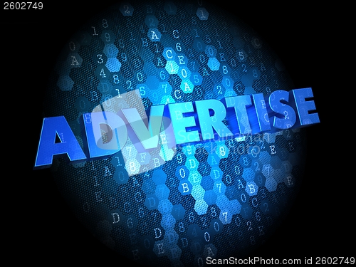 Image of Advertise on Dark Digital Background.