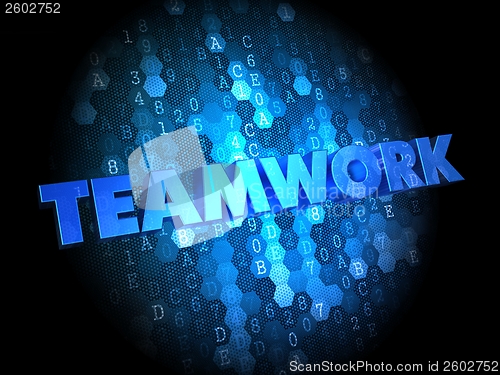 Image of Teamwork on Dark Digital Background.