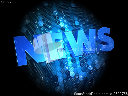 Image of News on Dark Digital Background.