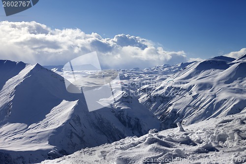 Image of Speed flying in sunny winter mountains