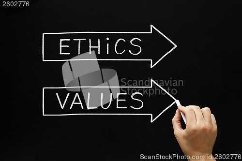 Image of Ethics and Values Arrows Concept