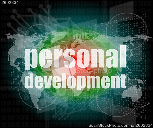 Image of word personal development on digital screen 3d