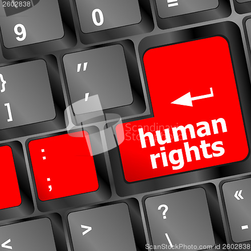Image of human rights button on computer keyboard pc key