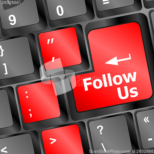 Image of Social media or social network concept: Keyboard with Follow Us button