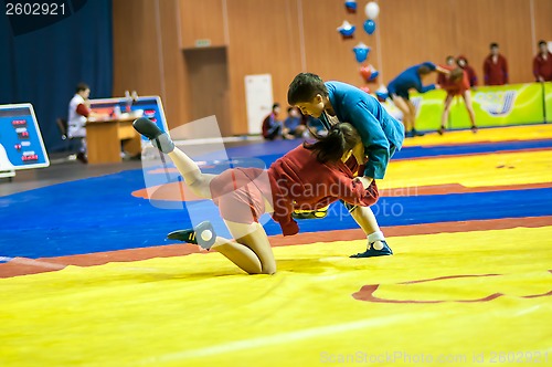 Image of Sambo or Self-defense without weapons. Competitions girls...