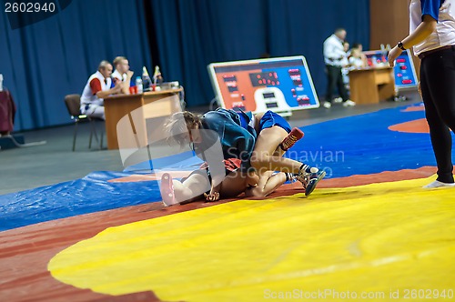 Image of Sambo or Self-defense without weapons. Competitions girls...