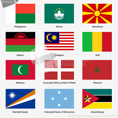 Image of Set  Flags of world sovereign states. Vector illustration. Set n