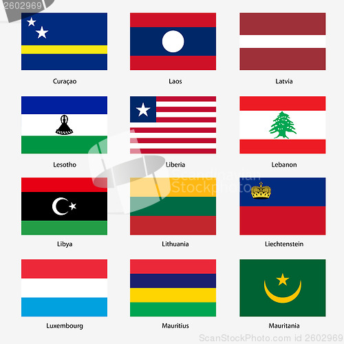 Image of Set  Flags of world sovereign states. Vector illustration. Set n