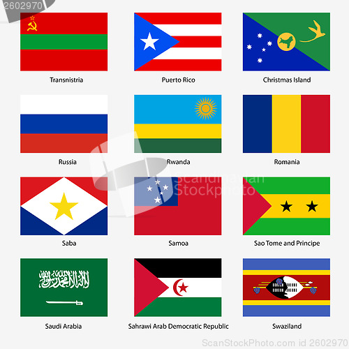 Image of Set  Flags of world sovereign states. Vector illustration. Set n