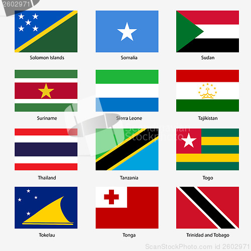 Image of Set  Flags of world sovereign states. Vector illustration. Set n